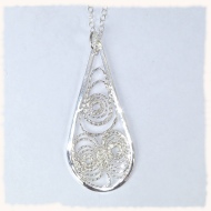 Silver filigree teardrop pendant